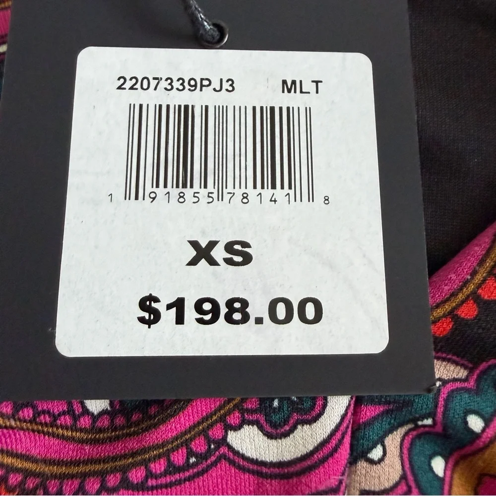 NWT Trina Turk XS “Birch” Paisley Print Mini Dress Bold Multi Color Fabric